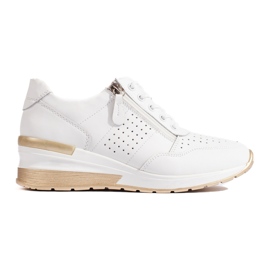Leather wedge sneakers in white