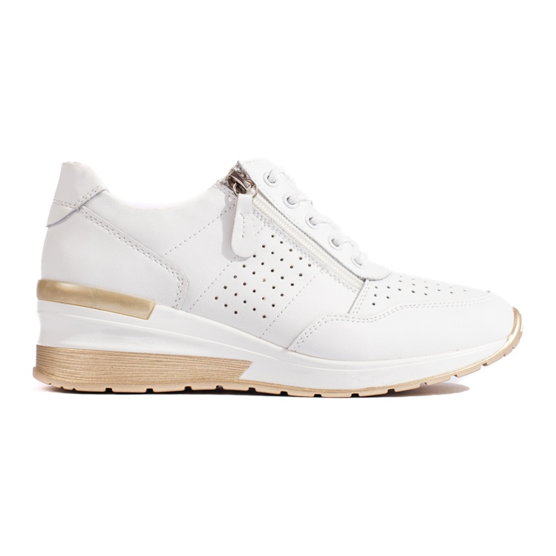Leather wedge sneakers in white