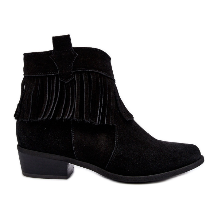 Zazoo 3430 Women's Suede Boots With Fringes, Black Zazoo 3430 Women's Suede Boots With Fringes, Black