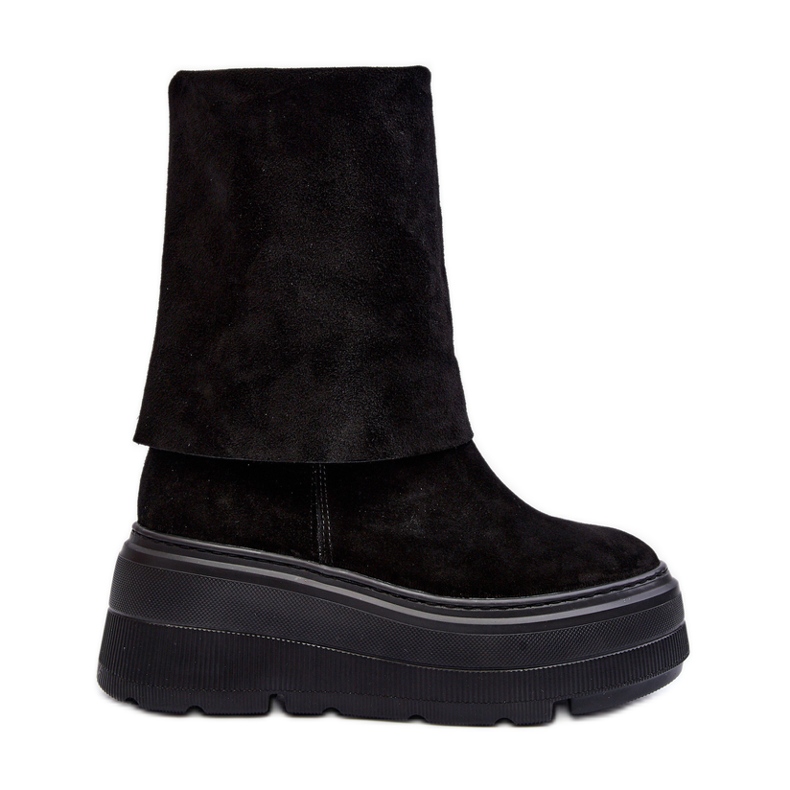 Zazoo 3410 Suede Women's Ankle Boots on a Massive Platform, Black