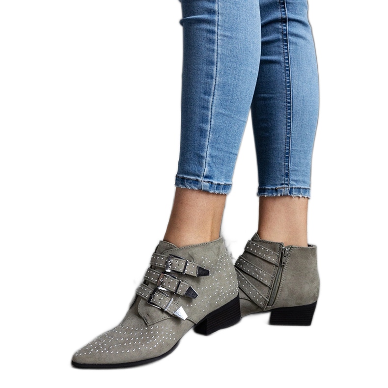 Green decorative low heel ankle boots Forever Green decorative low heel ankle boots Forever