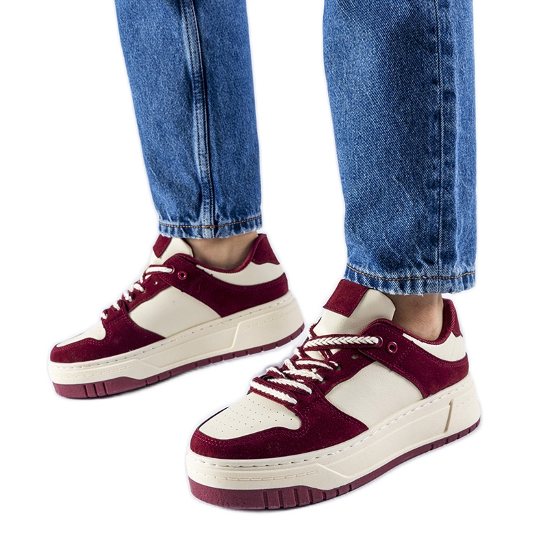 Burgundy platform sneakers discount