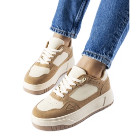 Beige and white Pomona platform sneakers