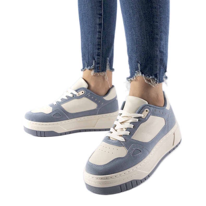 Blue and white Pomona platform sneakers