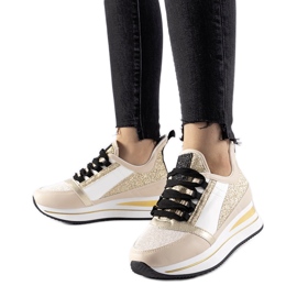Beige glitter sneakers on the Marce platform Beige glitter sneakers on the Marce platform