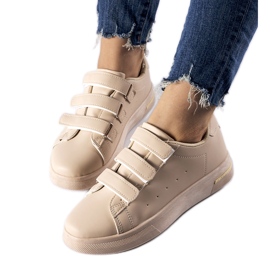 Beige sneakers with Velcro fastening from Paré