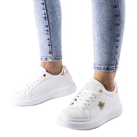 White sneakers with a zircon Fairfax application