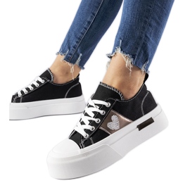 Black and silver Lawton platform sneakers