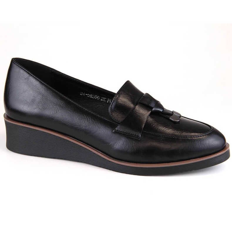 Women's black slip-on wedge shoes Vinceza 58266