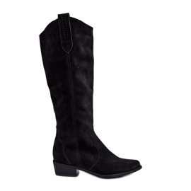 Zazoo 3427 Women's Suede Cowboy Boots Black Zazoo 3427 Women's Suede Cowboy Boots Black