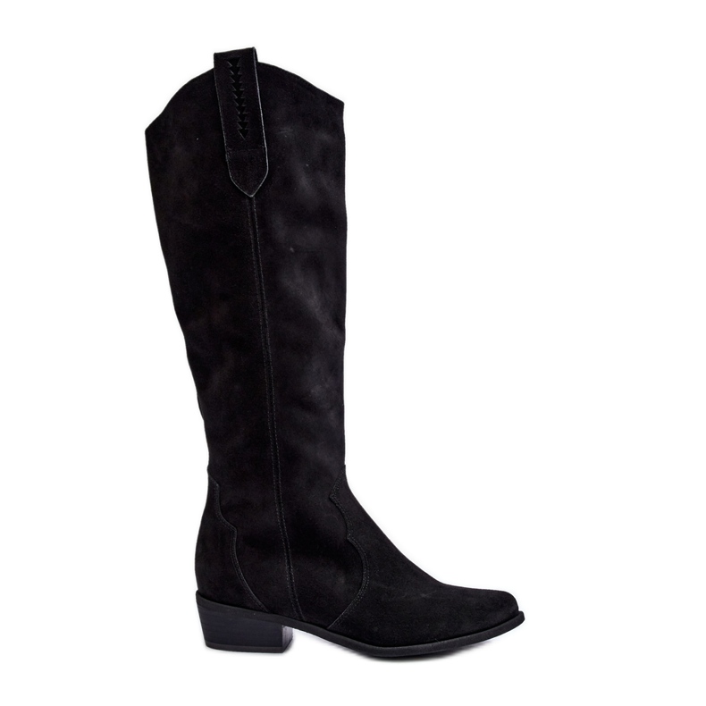 Zazoo 3427 Women's Suede Cowboy Boots Black