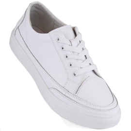 Women's leather sports shoes, white Sergio Leone SP016