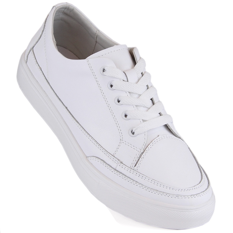 Women's leather sports shoes, white Sergio Leone SP016