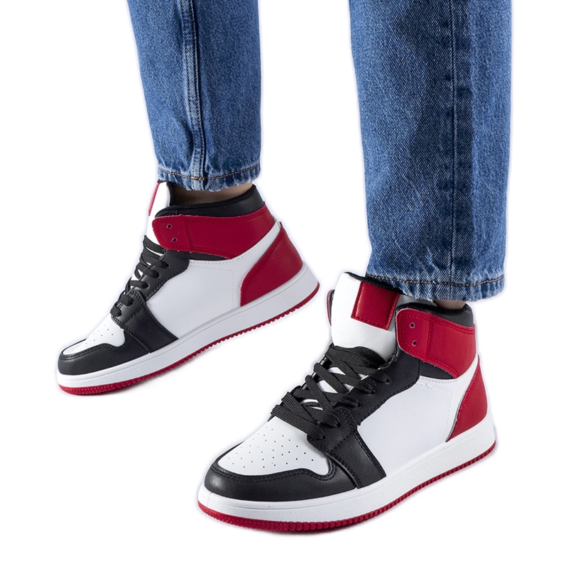 Black and red Eulalie high-top sneakers