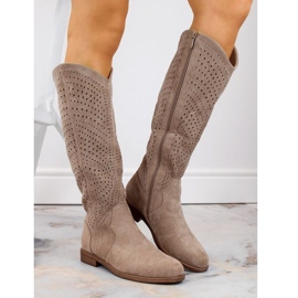 S.Barski W OLI245 beige suede boots