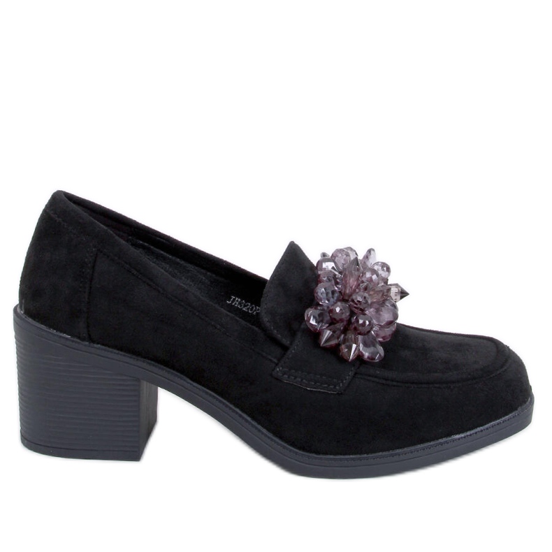 Lorenz Black high-heeled loafers with stones