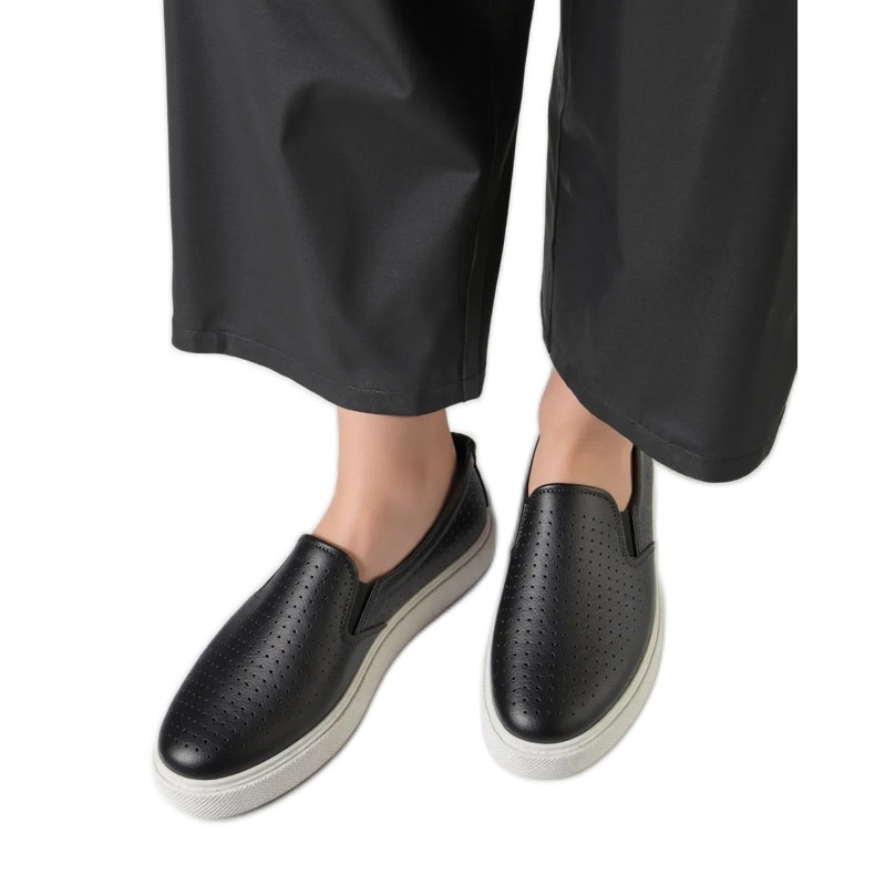 Towns Black openwork slip-on sneakers