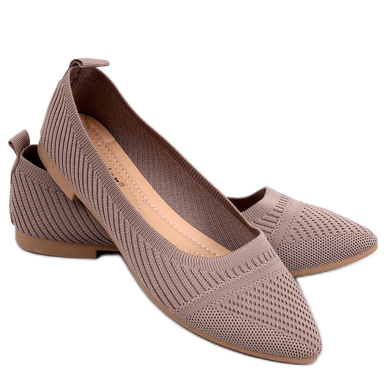 Kayla Khaki woven ballet flats beige