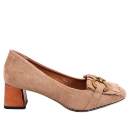 Weinn Beige copper heel pumps