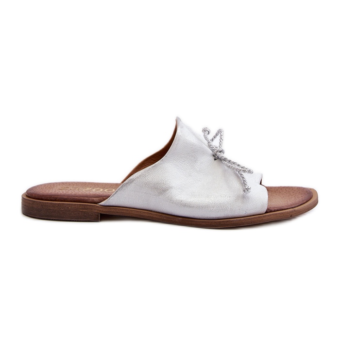 Zazoo 2659 Women's Leather Slippers Silver