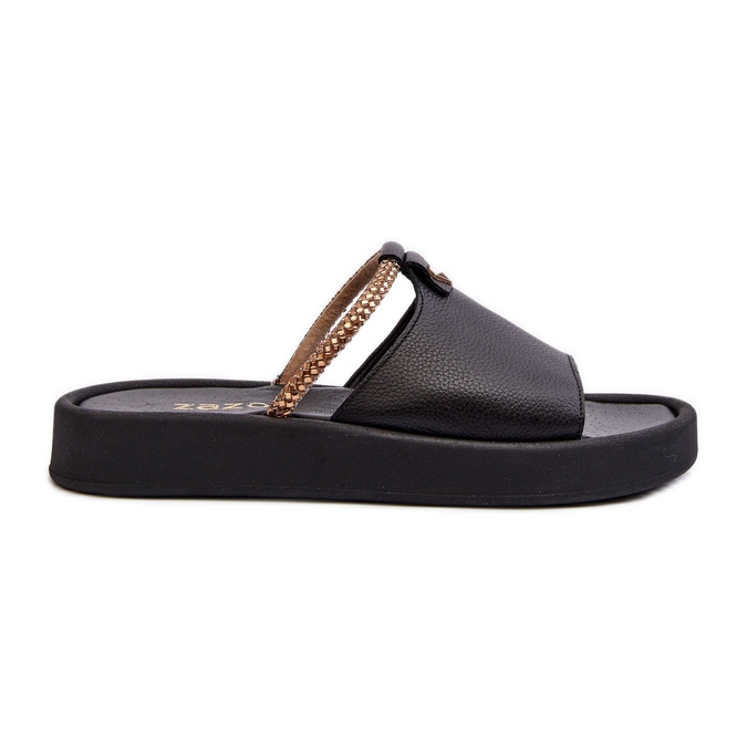 Zazoo 2896 Women's Leather Flip-Flops, Black Zazoo 2896 Women's Leather Flip-Flops, Black