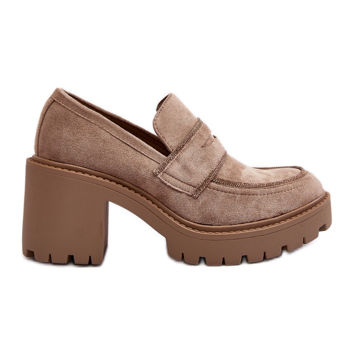 Women's Chunky Heel Shoes Khaki Feneli beige