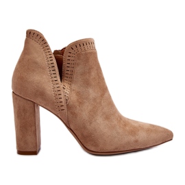 Women's High Heel Ankle Boots With Cut-Out Beige Kerestia Women's High Heel Ankle Boots With Cut-Out Beige Kerestia