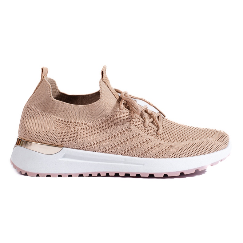 Beige openwork sports shoes