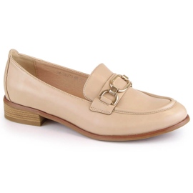 Women's shoes, moccasins with a chain, beige Vinceza 58270 Women's shoes, moccasins with a chain, beige Vinceza 58270