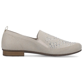 Comfortable women's low-heeled slip-on shoes Rieker 51989-64 beige