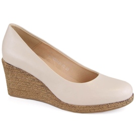 Women's beige wedge shoes Potocki SZ12024 Women's beige wedge shoes Potocki SZ12024