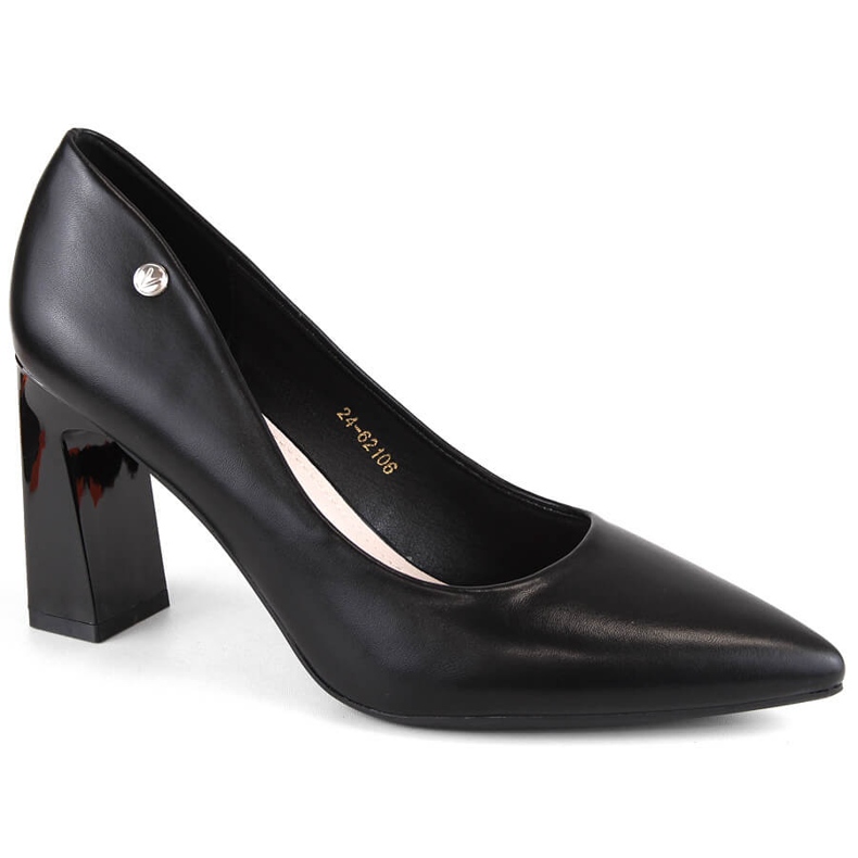 Women's pumps on a decorative heel, black, Vinceza 62106