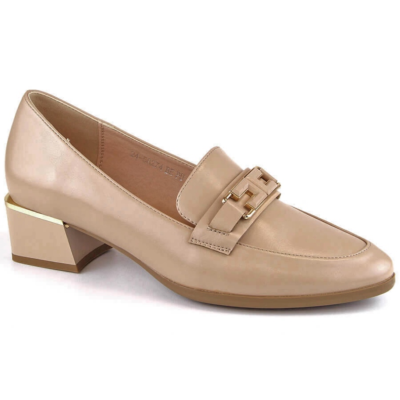 Beige women's low-heeled shoes Vinceza 58274