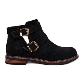 Women's Flat Boots With Straps Black Melviana