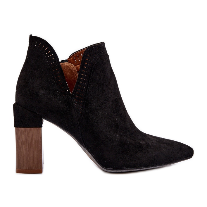 Black high heeled ankle boots with an openwork pattern Vailen