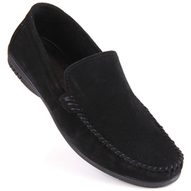 Leather suede men's shoes, black moccasins, T.Sokolski W1401-1
