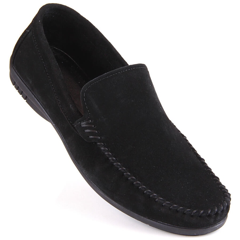 Leather suede men's shoes, black moccasins, T.Sokolski W1401-1 Leather suede men's shoes, black moccasins, T.Sokolski W1401-1