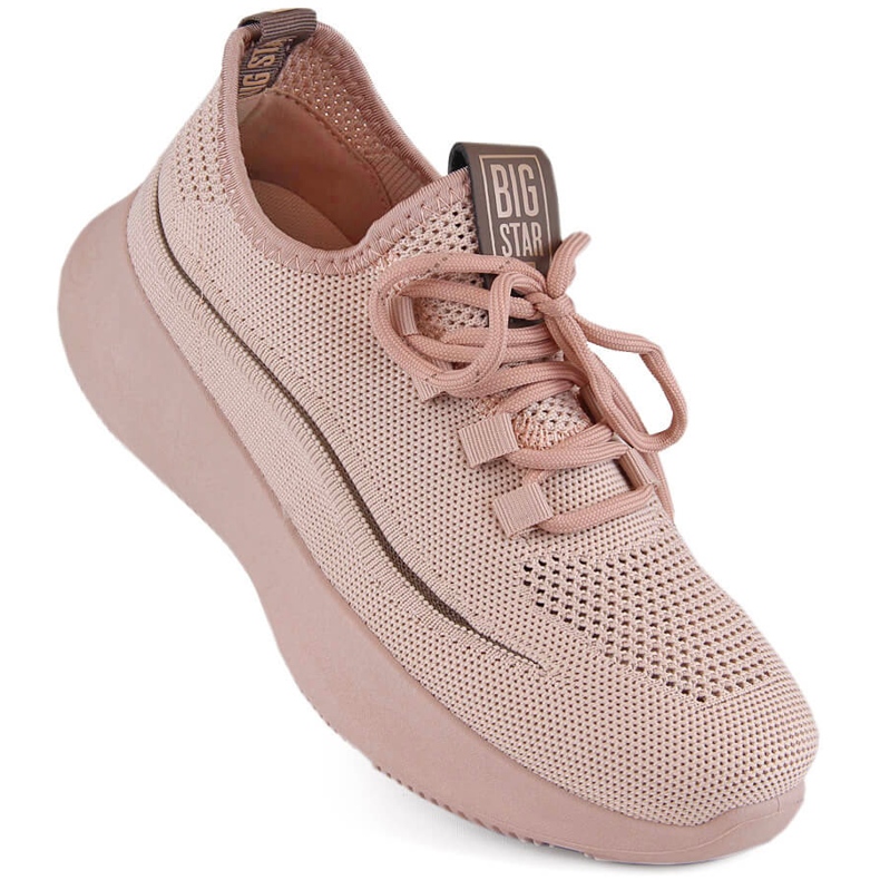 Women's openwork slip-on sports shoes nude Big Star NN274664 pink Women's openwork slip-on sports shoes nude Big Star NN274664 pink