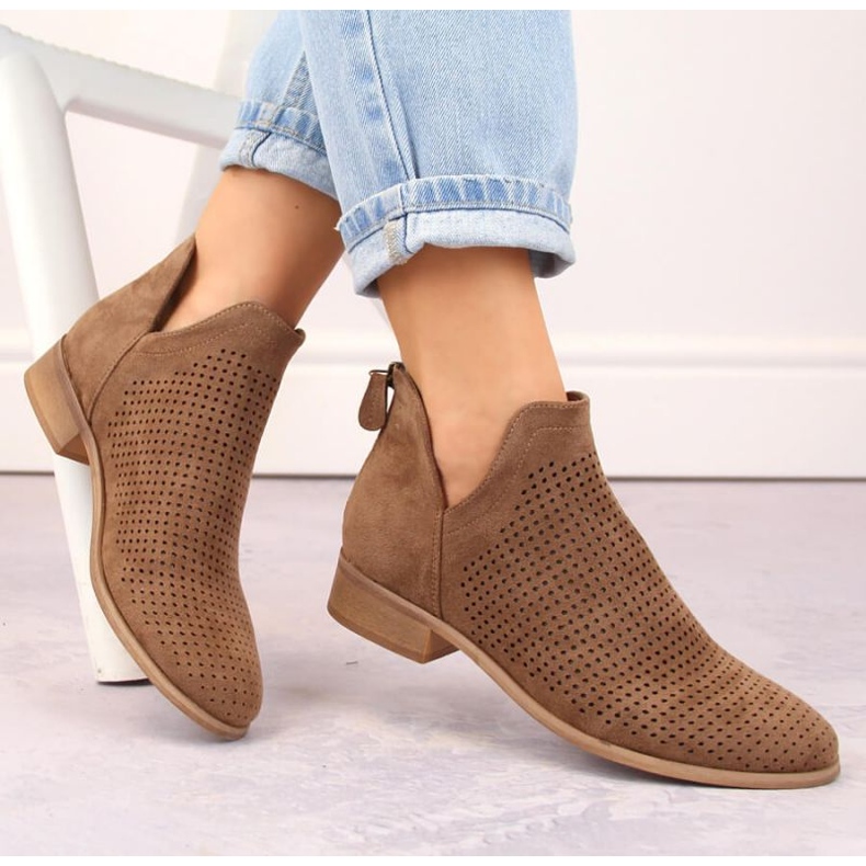 Suede low-heeled ankle boots Potocki W WOL212B brown