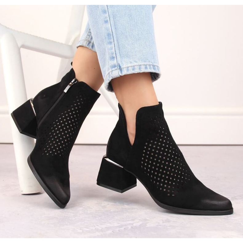 Suede high-heeled ankle boots Potocki W WOL213A, black