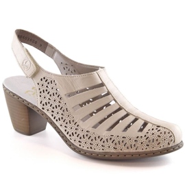Rieker W RKR49B leather high-heeled sandals, beige Rieker W RKR49B leather high-heeled sandals, beige