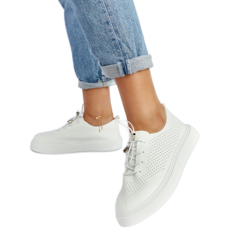 Laytonville white perforated sneakers