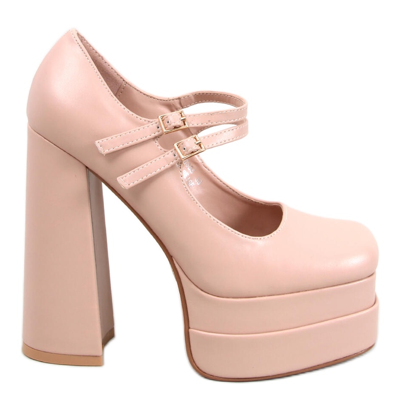 Loit Beige grain platform pumps