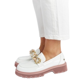 White patent leather moccasins Goe NN2N4201