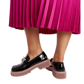 Black leather moccasins Goe LL2N4039