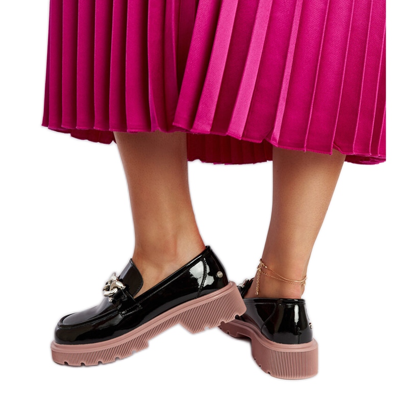 Black leather moccasins Goe LL2N4039