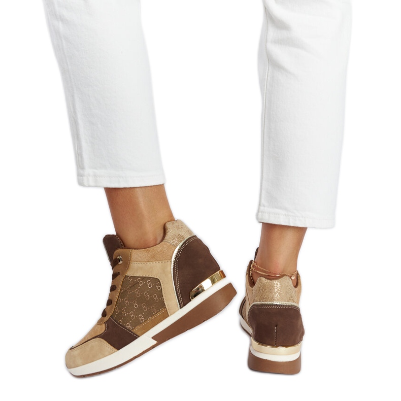 Chestnut brown wedge sneakers