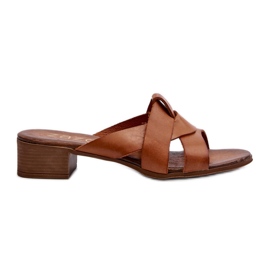 Zazoo 40236 Women's Leather Slippers with Low Heels Brown Zazoo 40236 Women's Leather Slippers with Low Heels Brown