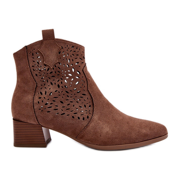 Vinceza Women's Openwork Brown Ankle Boots by Madalina Vinceza Women's Openwork Brown Ankle Boots by Madalina