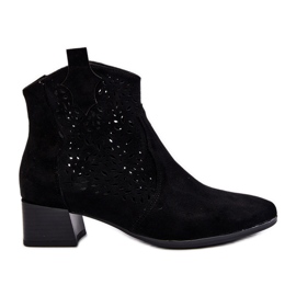Vinceza Women's Openwork Boots Black Madalina